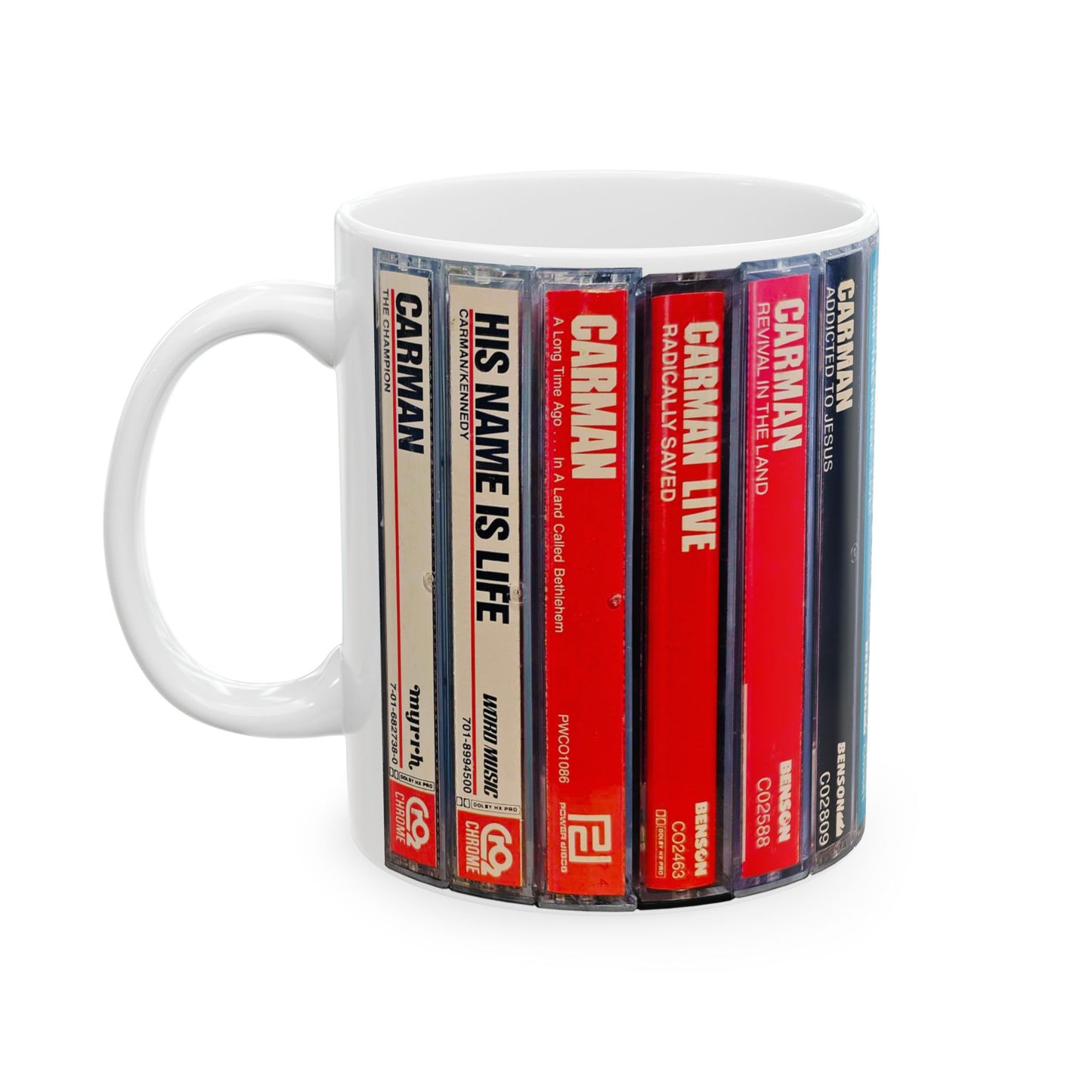"Carman Cassette Collection" - White Accent Mug (11 oz.)
