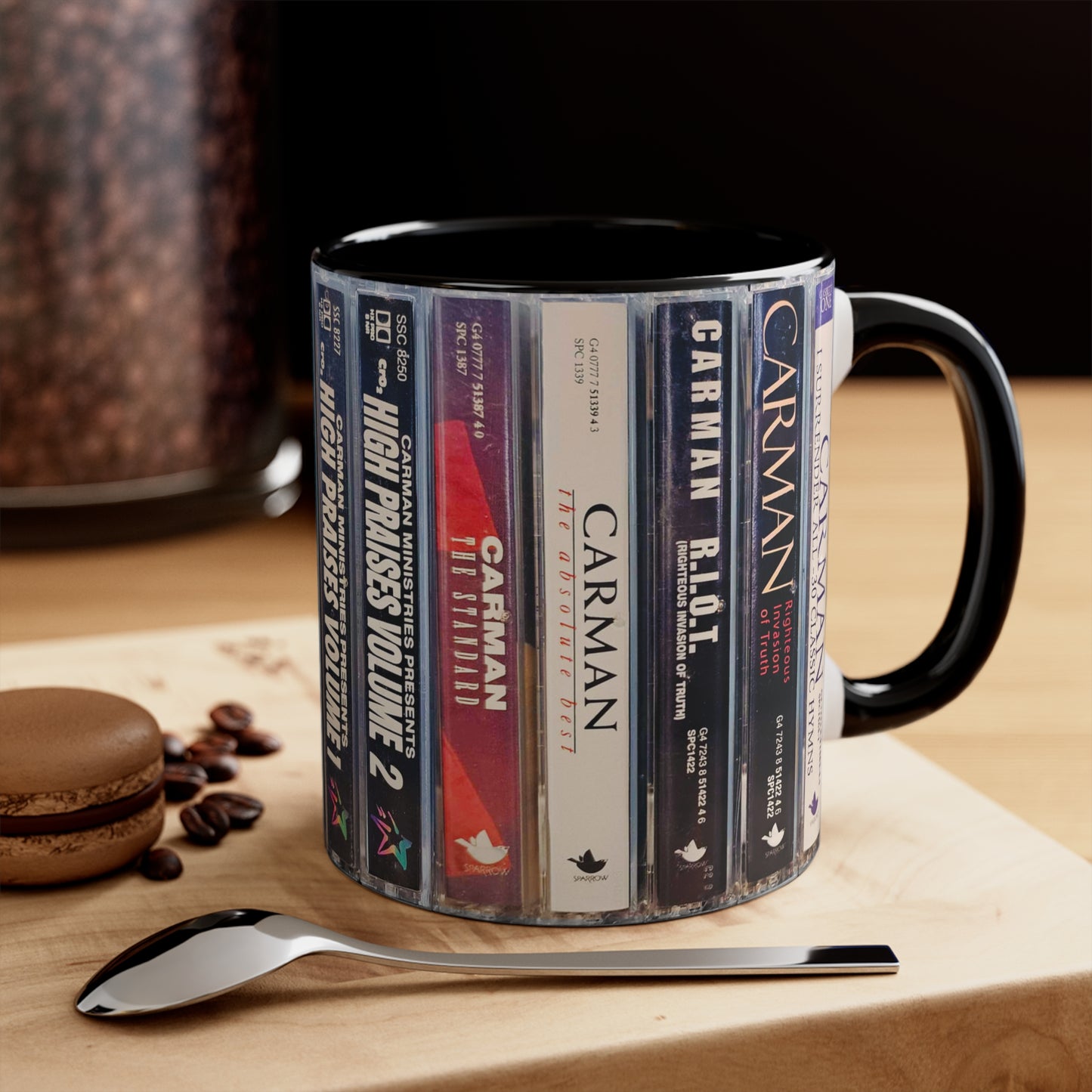 "Carman Cassette Collection" - Black Accent Mug (11 oz.)