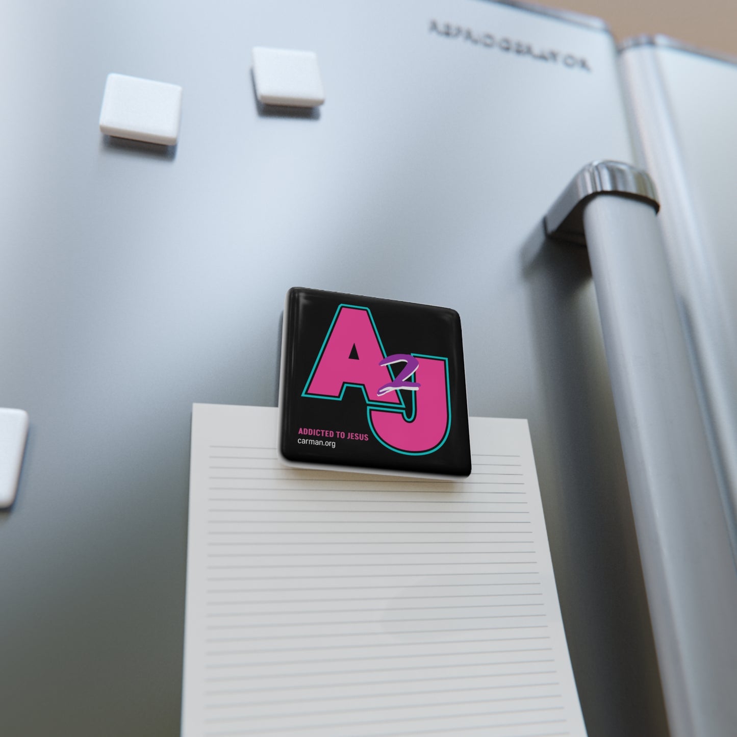 "A2J" Porcelain Magnet, Square