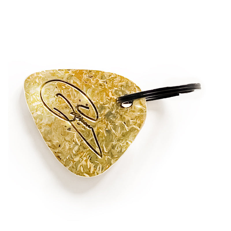 Keychain, Hand-Crafted, Brass Guitar Pick