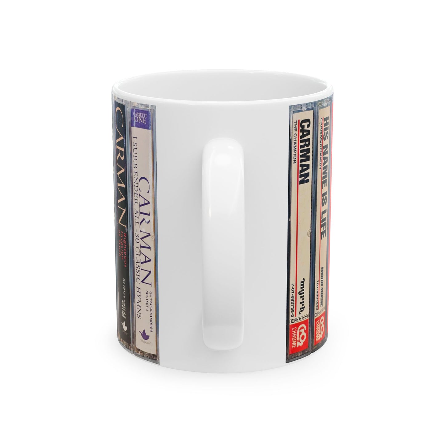 "Carman Cassette Collection" - White Accent Mug (11 oz.)