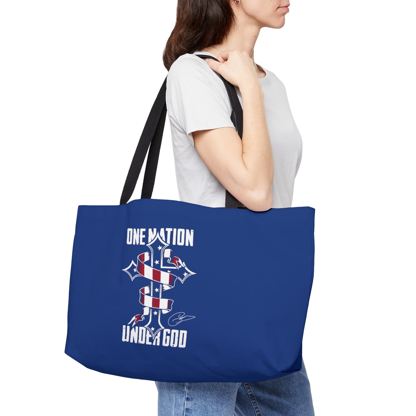 "One Nation Under God - Navy" Tote Bag