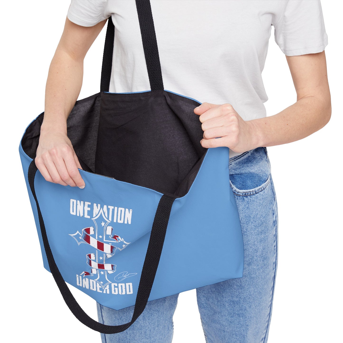 "One Nation Under God - Light Blue" Tote Bag