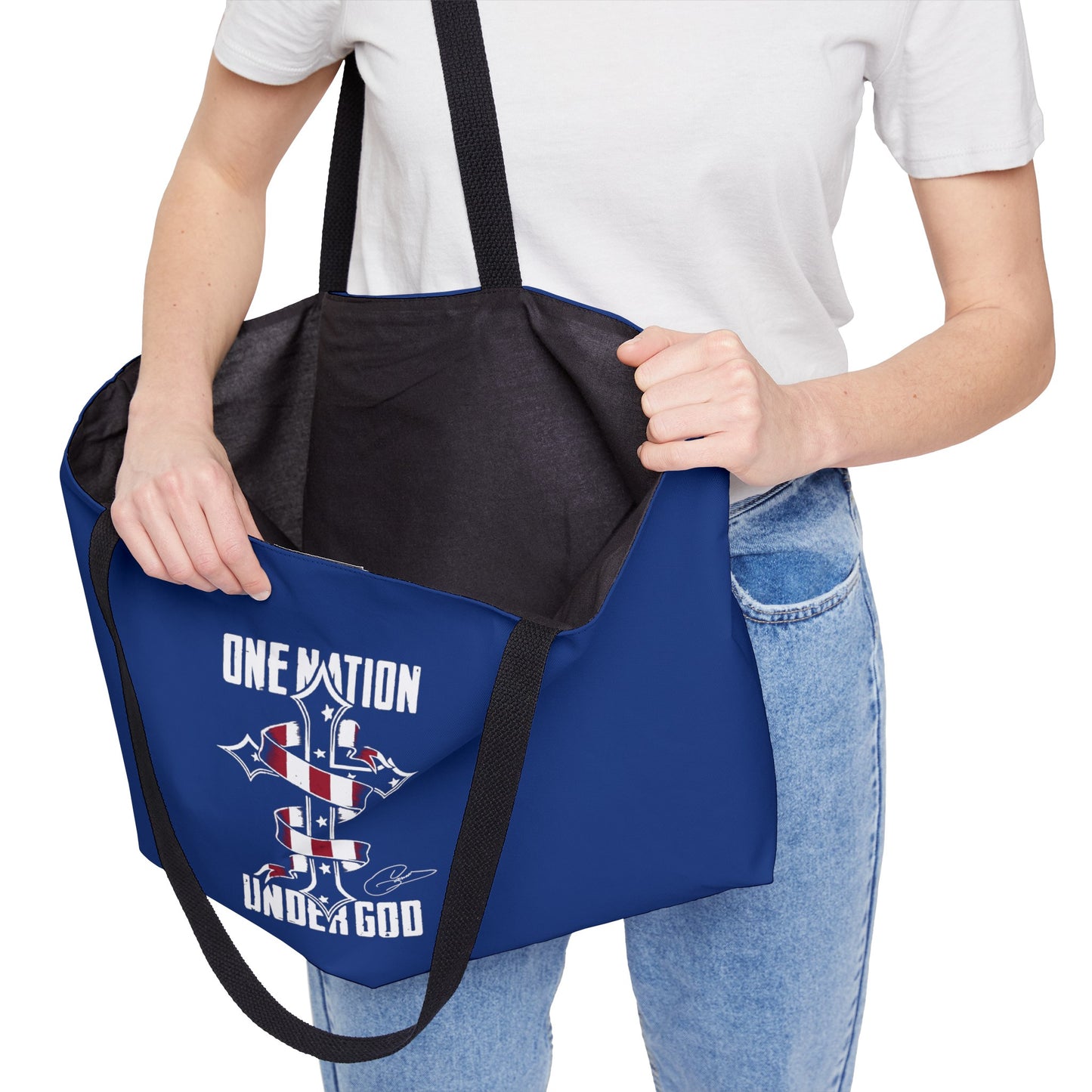 "One Nation Under God - Navy" Tote Bag