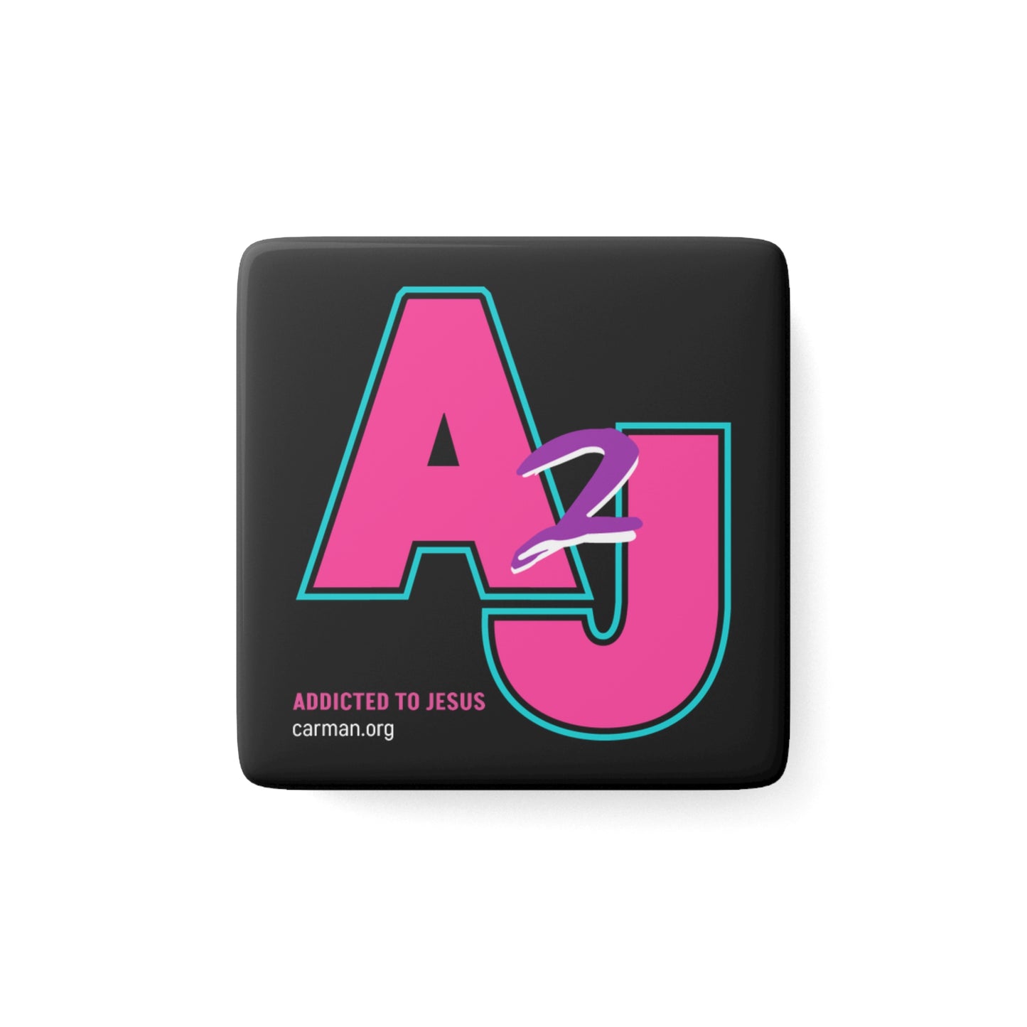 "A2J" Porcelain Magnet, Square