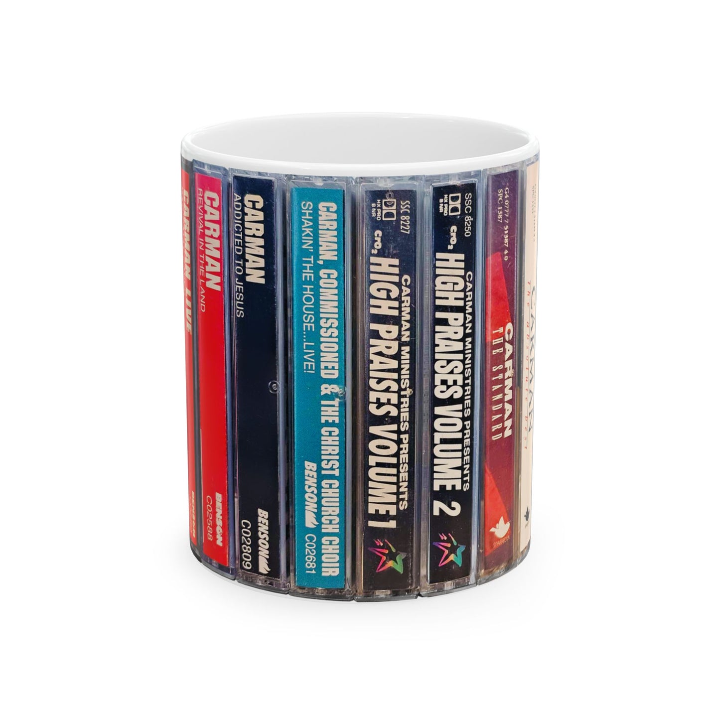 "Carman Cassette Collection" - White Accent Mug (11 oz.)
