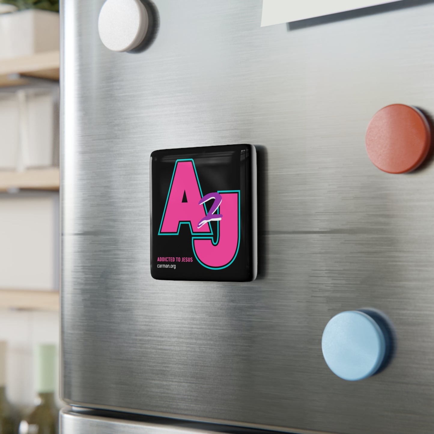 "A2J" Porcelain Magnet, Square