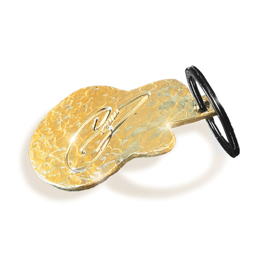 Keychain, Hand-Crafted, Brass Guitar